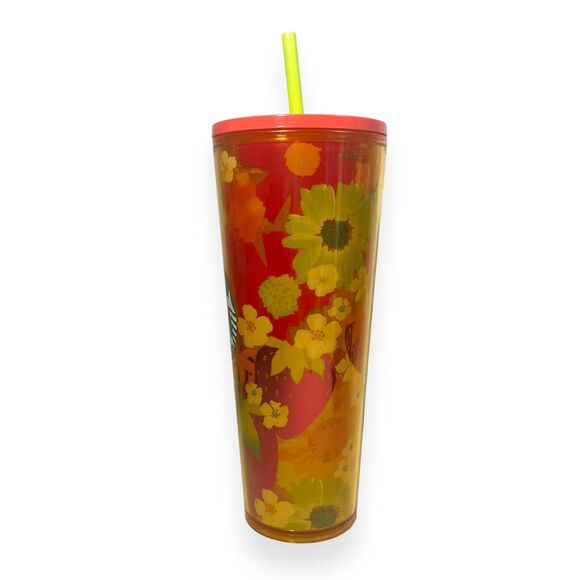 Starbucks Floral Sunflowers Strawberries Venti Cold Cup 2022 Spring 24 oz New - Picture 2 of 10